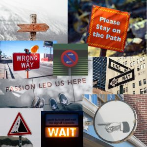 Collage of wayfinding signs